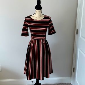 Striped red, navy blue, white, and orange dress!